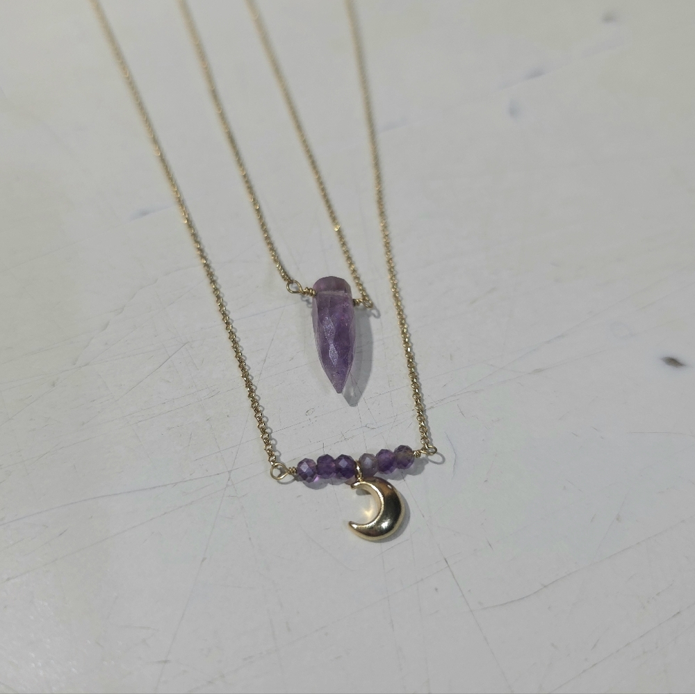 Luna Norte Amethyst and Moons Layering Necklaces